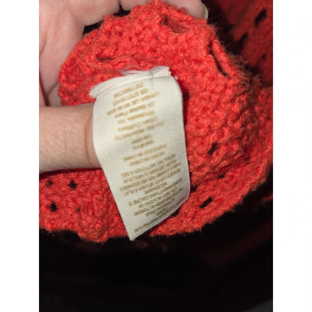 Free People Coral Open Knit Mock Neck Cable Detail‎ Sweater Womens Size Medium